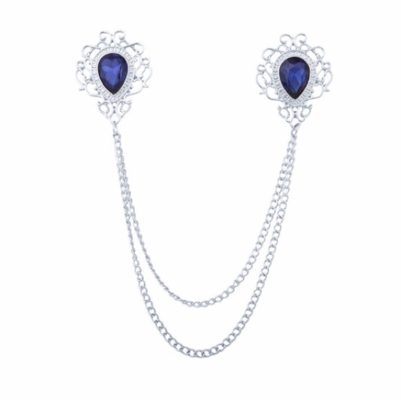 Fashion Tassel Chain Lapel Pins Shirt Suit Badge Wedding Jewelry Gifts for Men - Picture 5 of 7